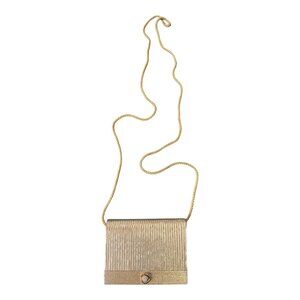 Vintage Accessory Lady Gold Pleated Evening Bag Small Shoulder Purse